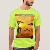 African Sunset Safari Majesty Design Tシャツ (正面)