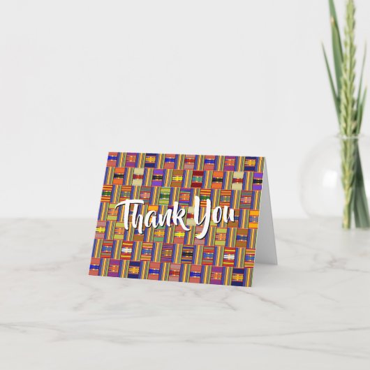 African Thank You Card Kente K45マルチカラー サンキューカード (正面)