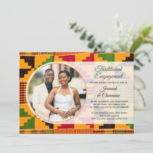 African TRADITIONAL ENGAGEMENT Ghana Kente  招待状 (スタンド正面)