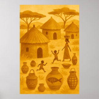 African Traditional Village – Tribal Heritage ポスター