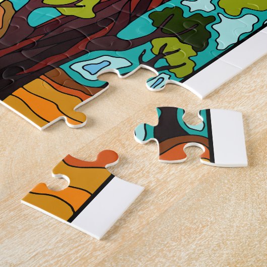 African tribal Giraffe ジグソーパズル (側面)