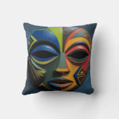 African Tribal Mask Cubism Abstract クッション (裏面)
