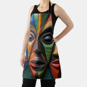 African Tribal  Masks Trio Dynamic Symmetry エプロン (インサイチュ)