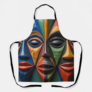 African Tribal  Masks Trio Dynamic Symmetry エプロン