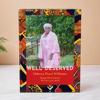 African Tribal Patchwork Black Mom Retirement Gift フォトブロック