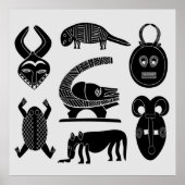 african tribe masks and animals ポスター (正面)