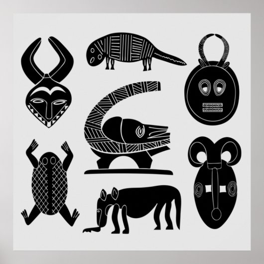 african tribe masks and animals ポスター (正面)