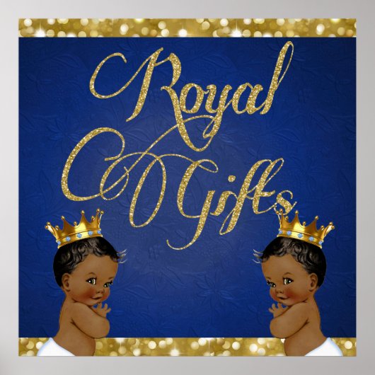 African Twin BOYS |Gold Glitter Royal Gifts Sign ポスター (正面)