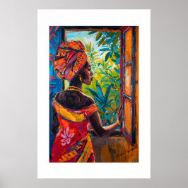 African Vibrant Abstract Art Print ポスター