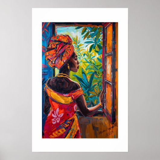 African Vibrant Abstract Art Print ポスター (正面)