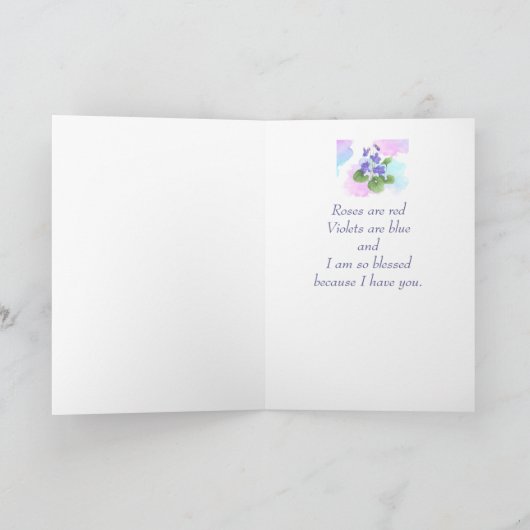 African Violetの花感謝していの詩に感謝 シーズンカード (内部)