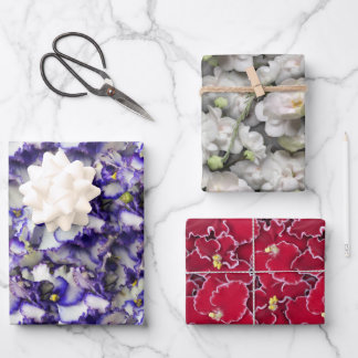 African Violetラッピング紙フラットシートセット3 ラッピングペーパーシート