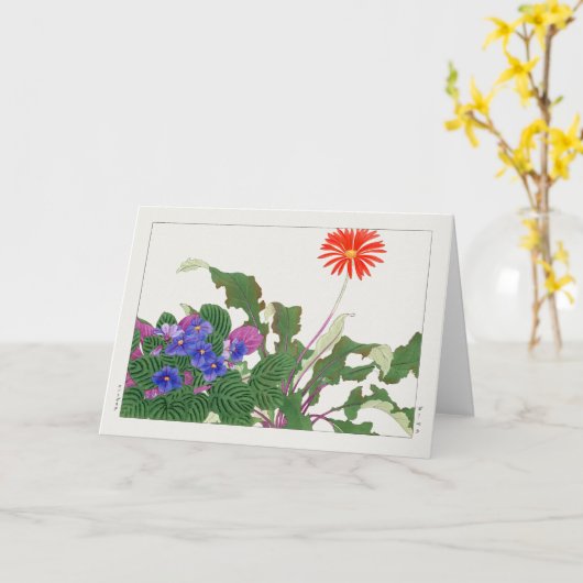 African violet, Gerbera by Tanigami Konan カード (黄色い花)