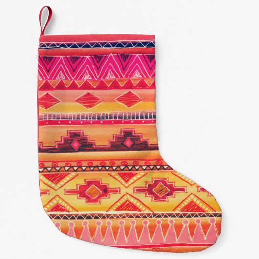 African Watercolor Pattern. Raster Illustration スモールクリスマスストッキング (正面)