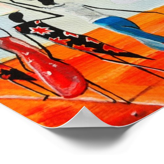 African Watercolour painting Premium Canvas Gloss ポスター (角)