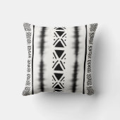 African White Mud Cloth Inspired Throw Pillow クッション (裏面)