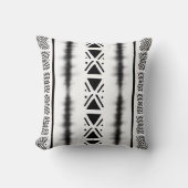 African White Mud Cloth Inspired Throw Pillow クッション (正面)