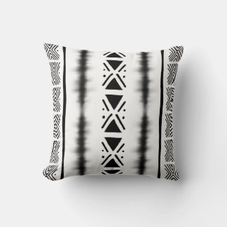 African White Mud Cloth Inspired Throw Pillow クッション
