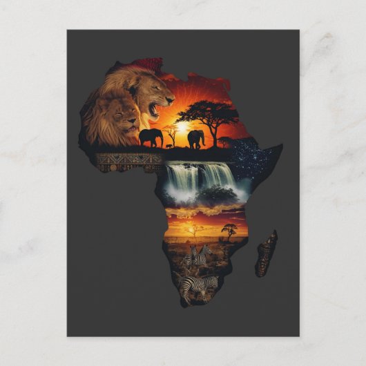 African Wildlife Safari Collage ポストカード (正面)