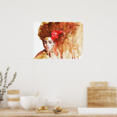 African woman. Watercolor artwork, painting ポスター (キッチン)