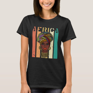 African woman womanism ethnic earrings necklace he tシャツ