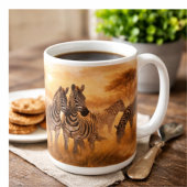 African Zebra Herd | Savannah Wildlife Art コーヒーマグカップ