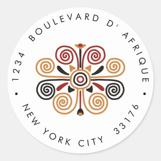 Africana Ankara Kente結婚差出人住所 ラウンドシール (正面)