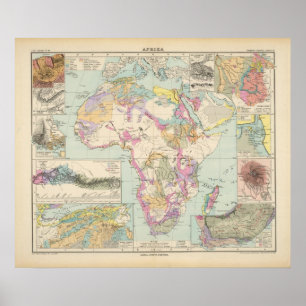 Afrika -アフリカの地図書の地図 ポスター