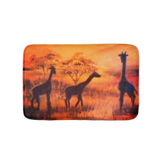 Afrika Safari Steppe Giraffen Badvorleger バスマット (正面)