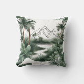 Afrikanische Flusslandschaft mit Bergen, Auqarell クッション (正面)