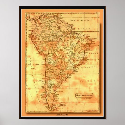 AfriMex Urbano Old World Map South Americaポスター ポスター (正面)