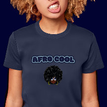 Afro -クール Navy Women's Slim Fit Tシャツ