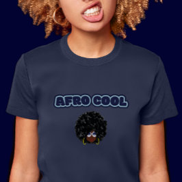 Afro -クール Navy Women's Slim Fit Tシャツ