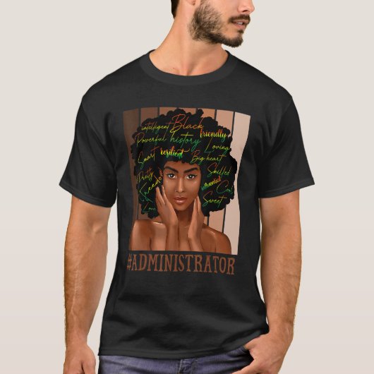 Afro African American Women Black管理者 Tシャツ (正面)