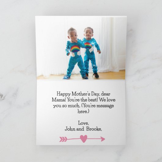 afro afrocentric刺繍母の日とfoto カード (内部)