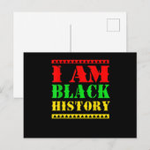 Afro American Black History Month I Am Black Histo 案内ポストカード (正面/裏面)