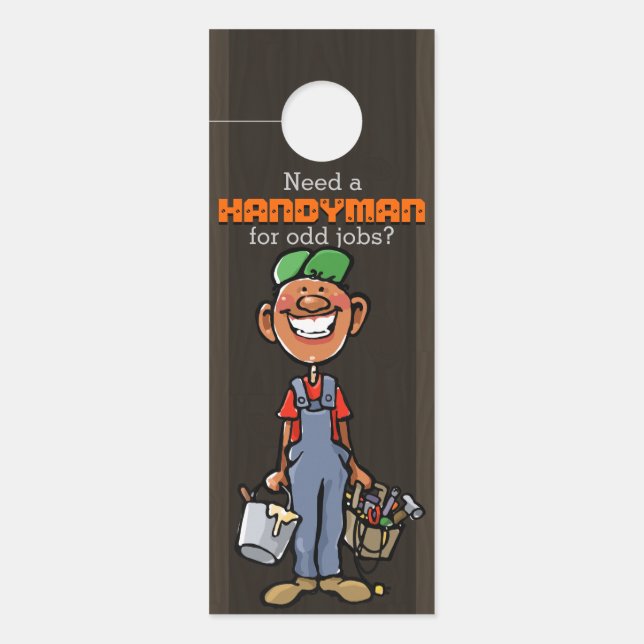 Afro American DarkのHandyman Maintenance Services ドアノブサイン (正面)