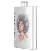 Afro Beauty with Butterflies – Watercolor Portrait フラスク (左)