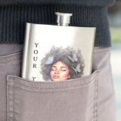 Afro Beauty with Butterflies – Watercolor Portrait フラスク (インサイチュ)