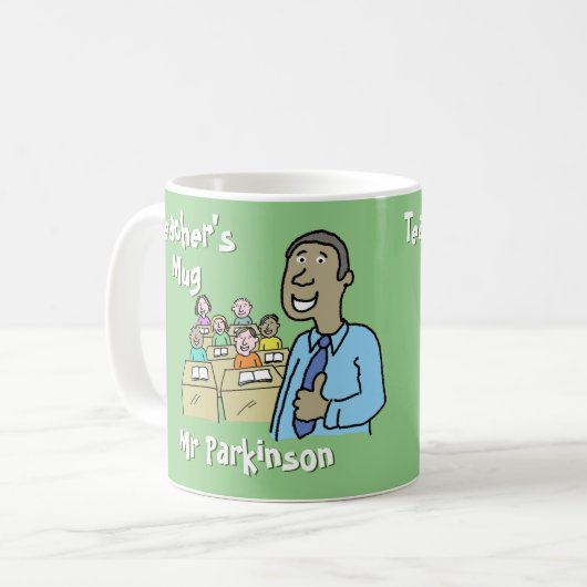 Afro Blackカリブの先生in彼の教室 コーヒーマグカップ (正面左)