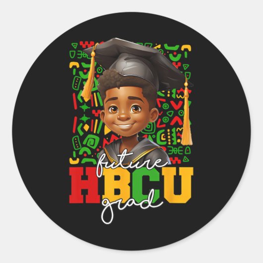 Afro Black Boy College Graduation Future Hbcu Grad ラウンドシール (正面)