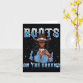 Afro Black Melanin Queen Western Cowgirl Hat Boots カード (黄色い花)