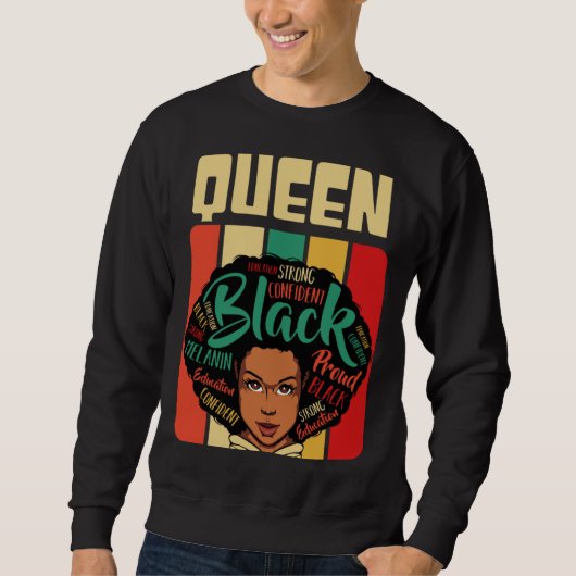 Afro Black Queen Melanin Anti Rassism African Woma スウェットシャツ (正面)