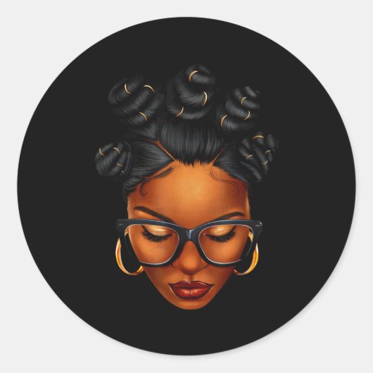 Afro Black Woman African Black History Month Melan ラウンドシール (正面)