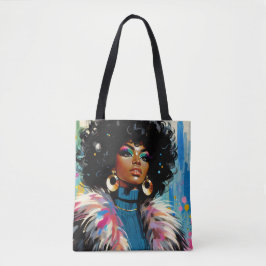 Afro Black Woman Colorful Painting トートバッグ