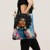 Afro Black Woman Colorful Painting トートバッグ (クローズアップ)
