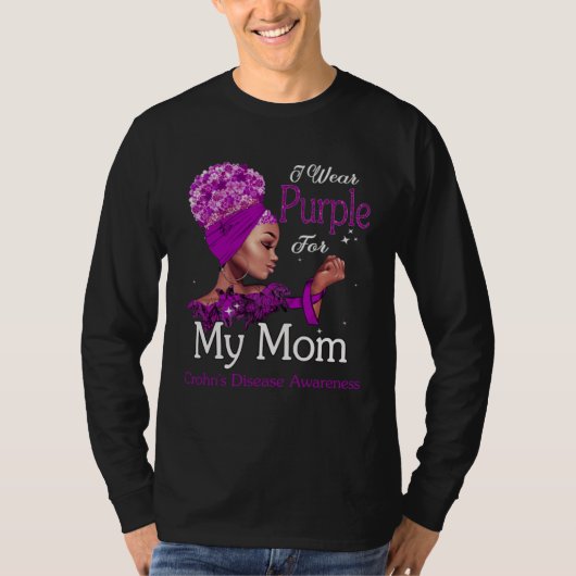 Afro Black Woman Purple For Mom Crohns Disease Awa Tシャツ (正面)