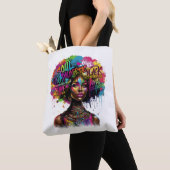 Afro Colorful Unapologetically Black Woman トートバッグ (クローズアップ)