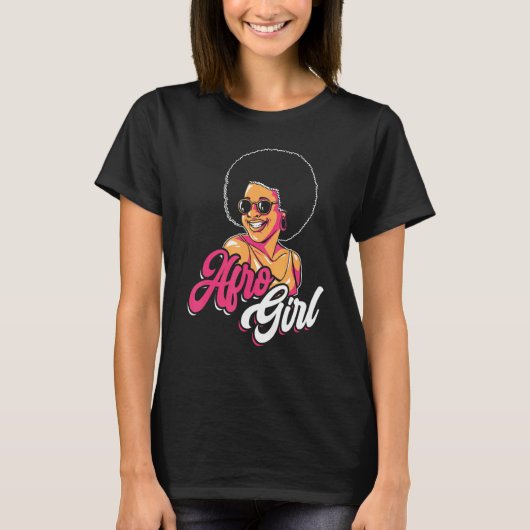 Afro Girl Afrocentric Black Pride Afro Hair 1 Tシャツ (正面)