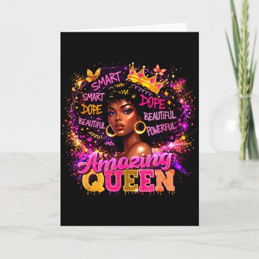 Afro Girl Black Women African Melanin Queen  カード (正面)